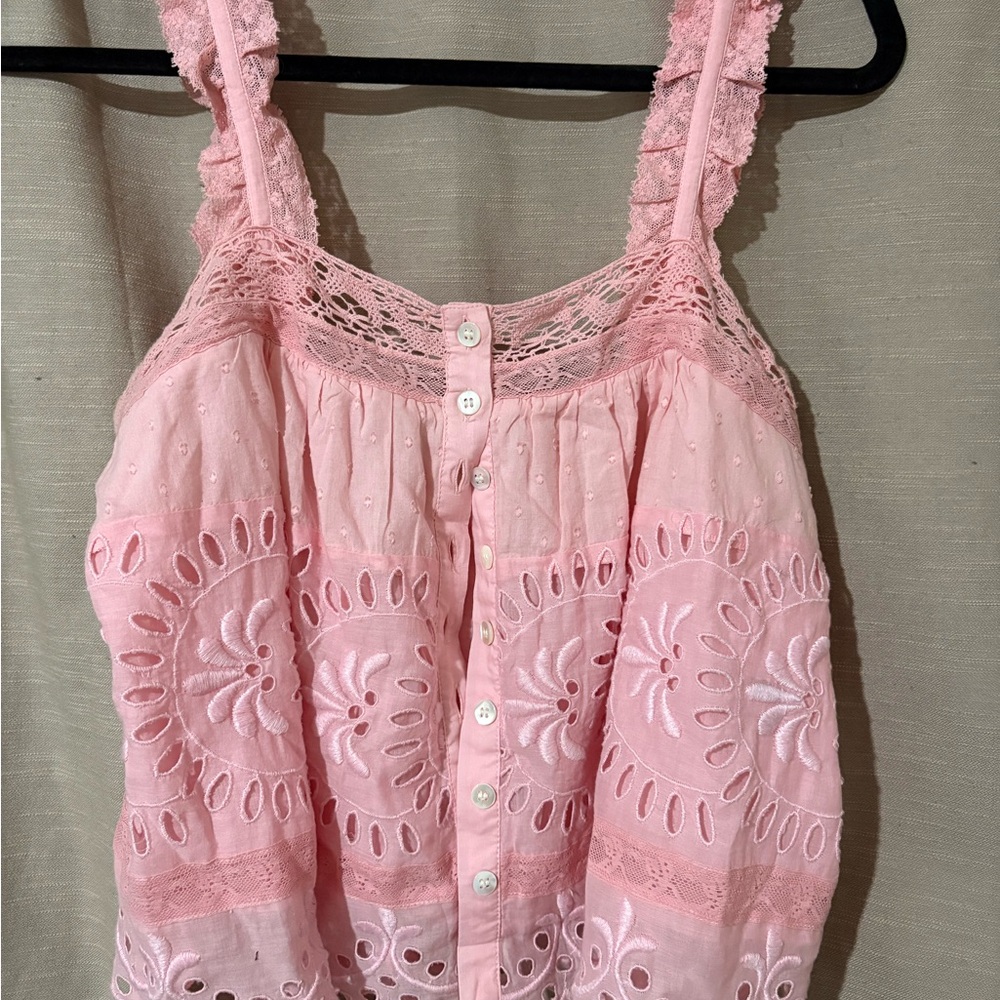 LOVE SHACK FANCY PINK EYELET TOP - Picture 6 of 10